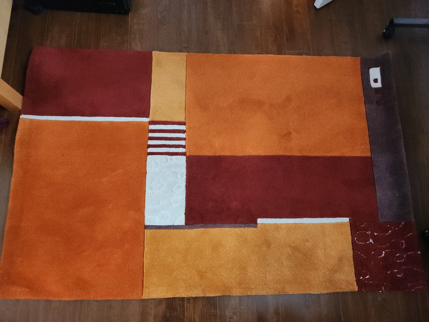Cozy Color-Block Area Rug (Warm Orange & Brown)
