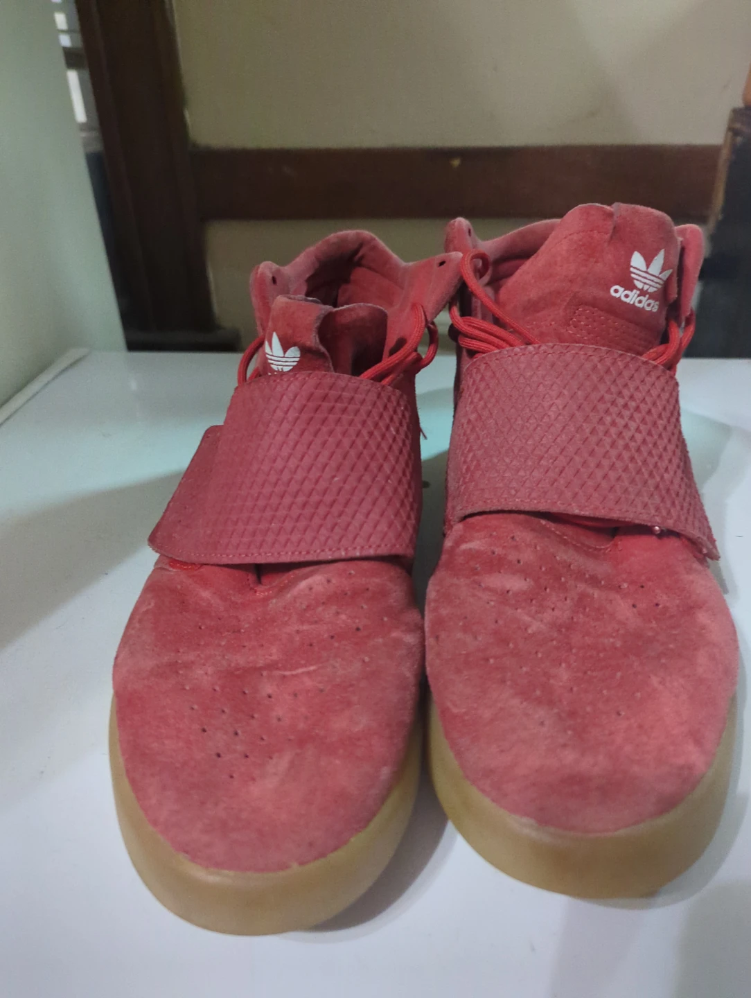 Adidas Tubular Invader Strap Red Suede Sneakers
