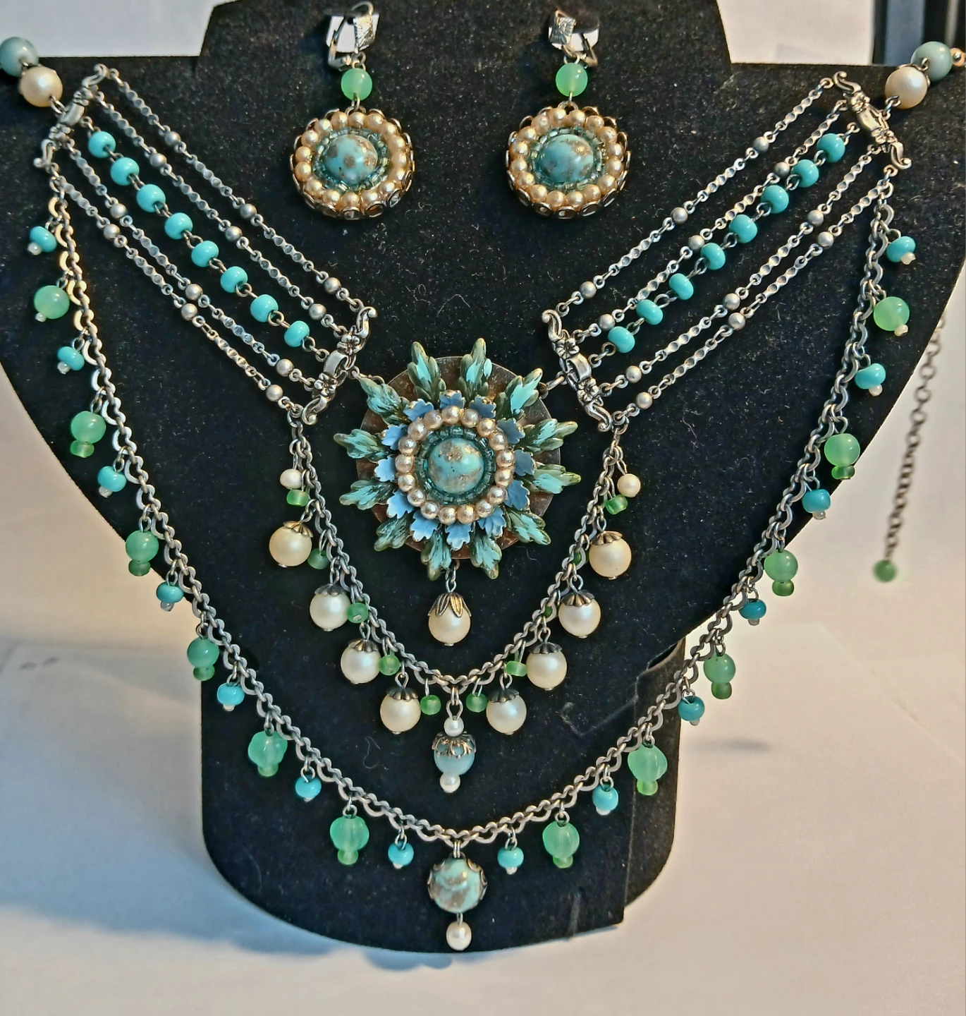 Vintage-Style Multi-Layer Necklace and Earring Set