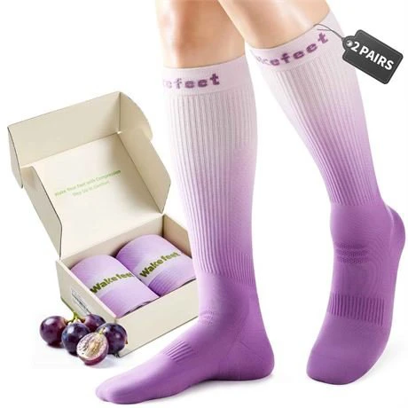 Wakefeet Compression Socks Lavender Mist 2 Pairs sz L/XL
