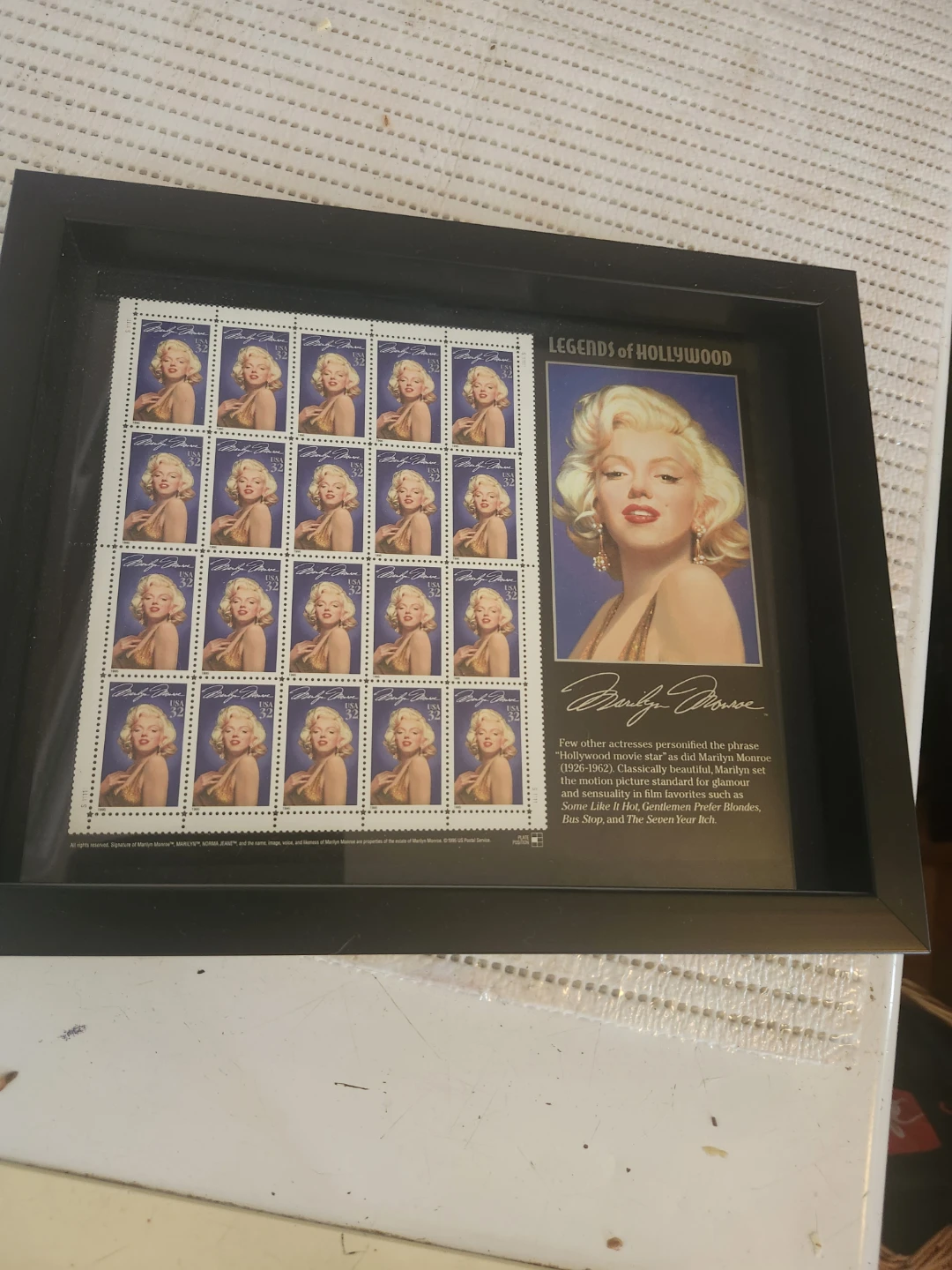 Marilyn Monroe Legends of Hollywood Framed Stamp Set