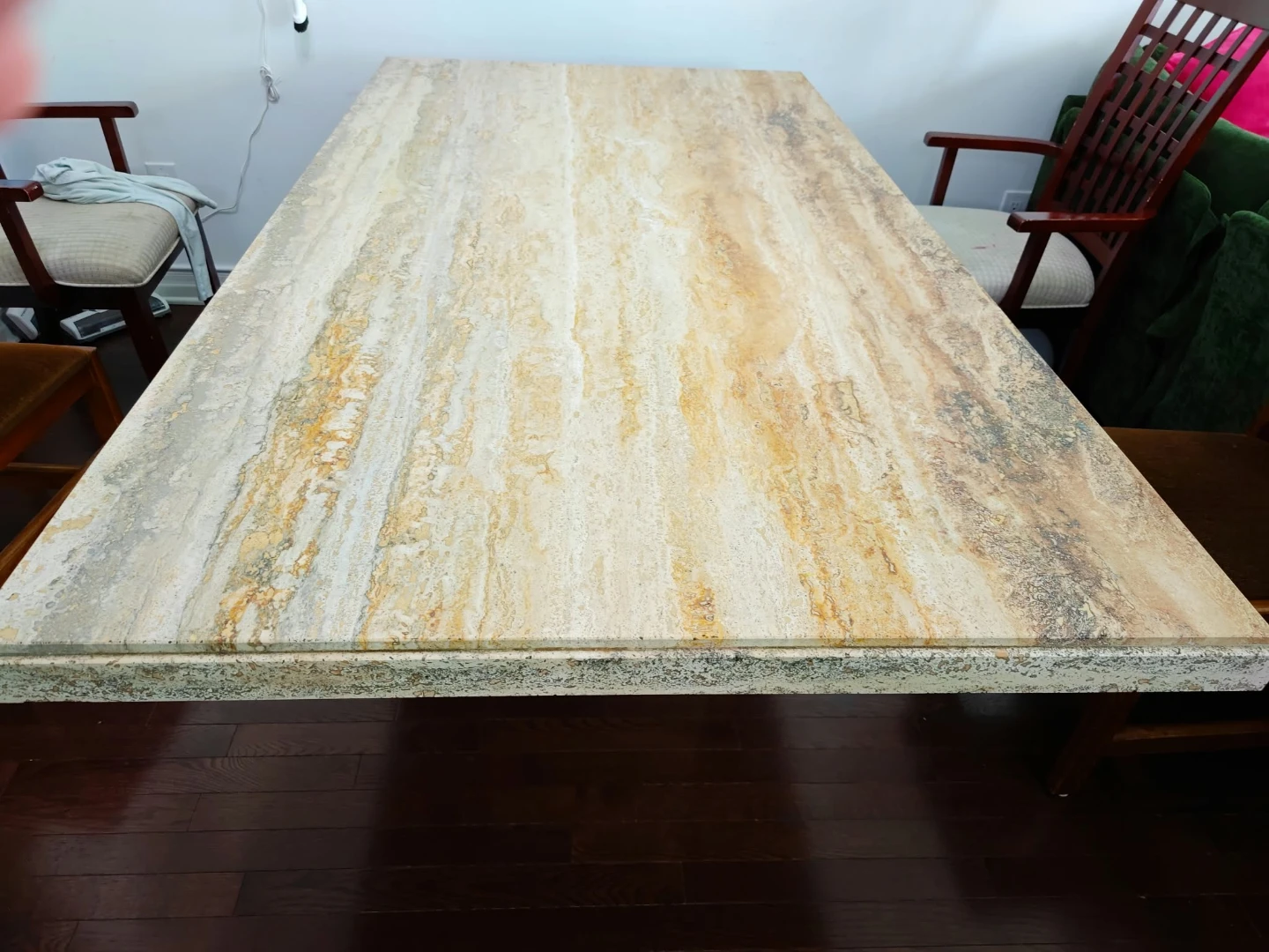 Travertine pedestal  table - photo 2