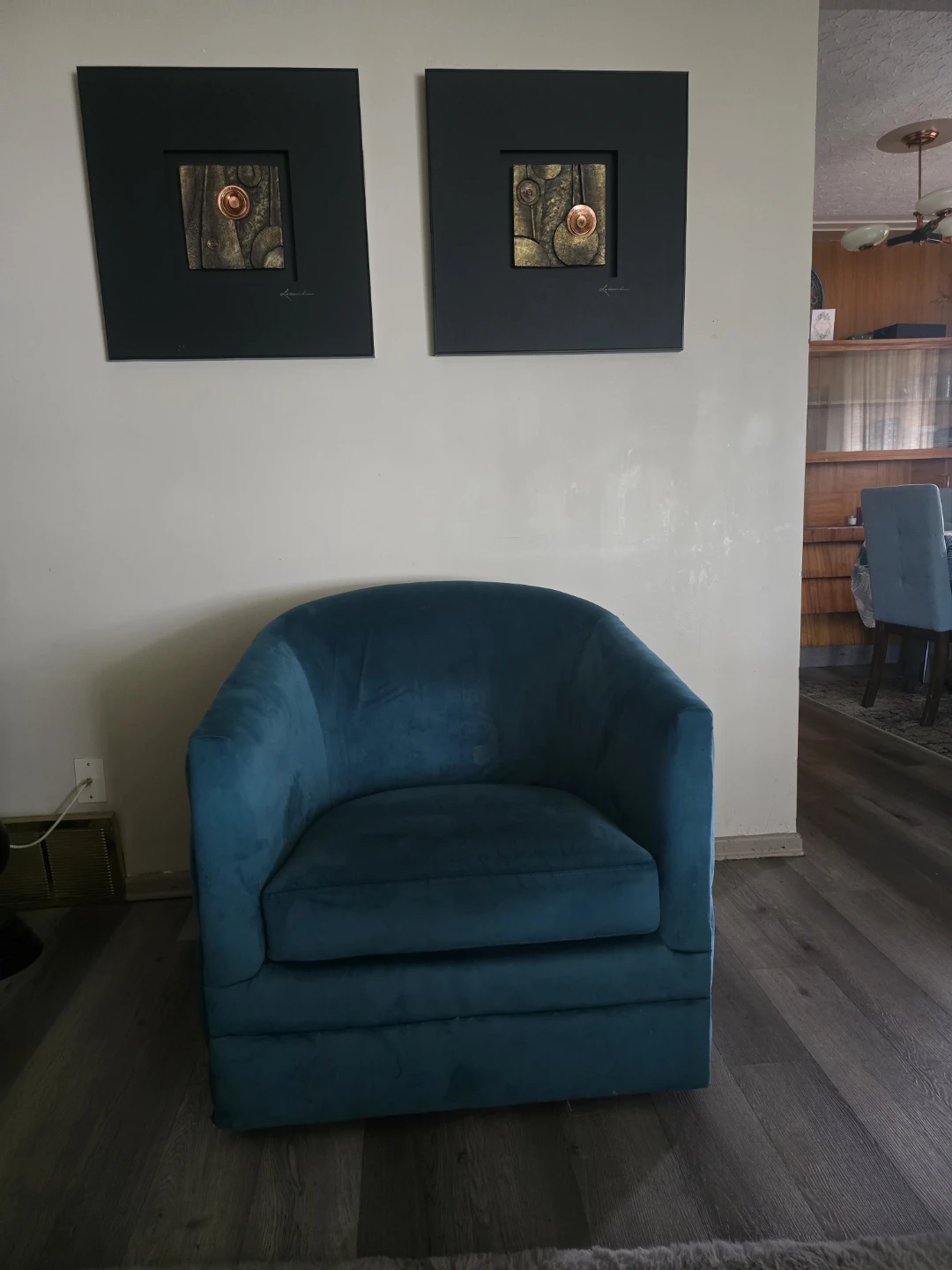 Teal Velvet Swivel Armchair