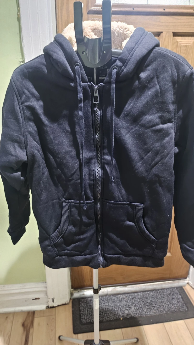 Black Sherpa-Lined Full Zip Hoodie