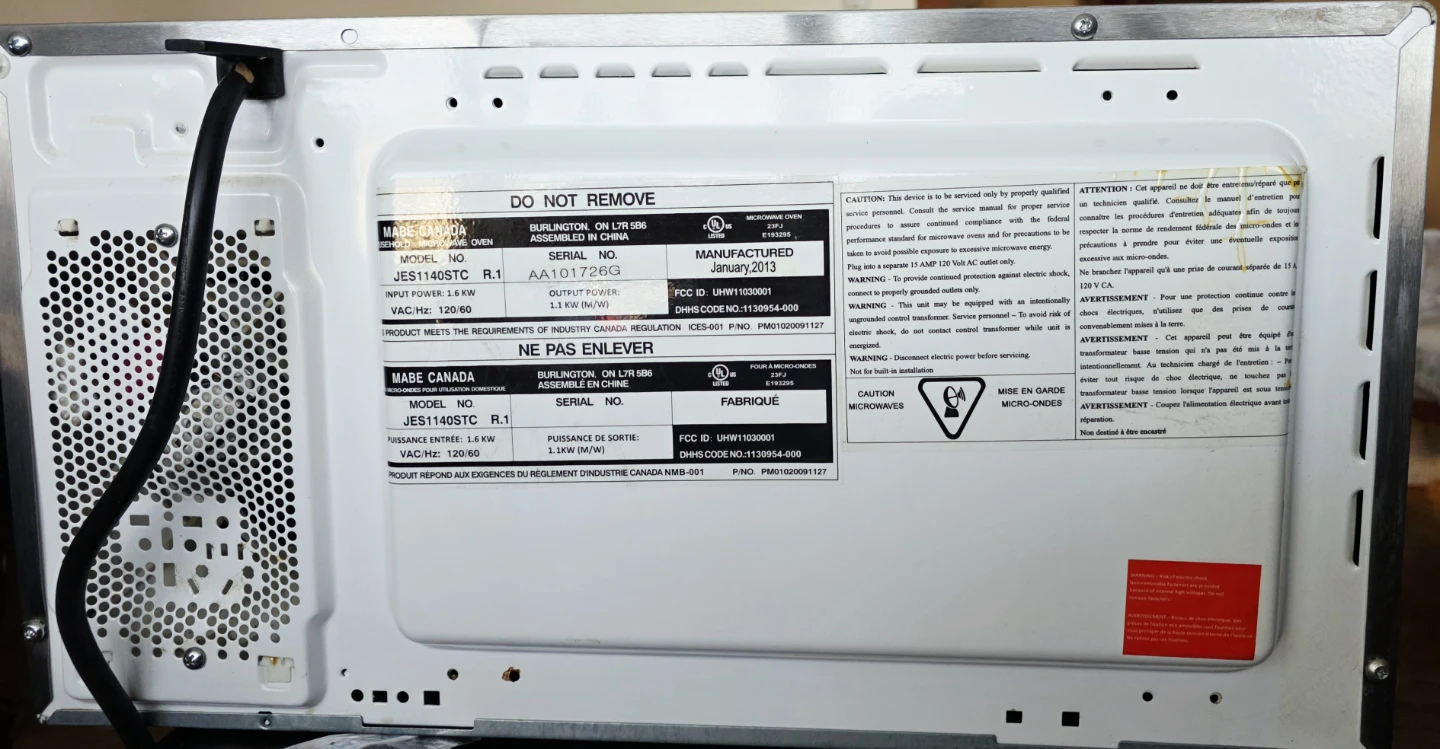 GE Microwave Oven JES1140STC - photo 3