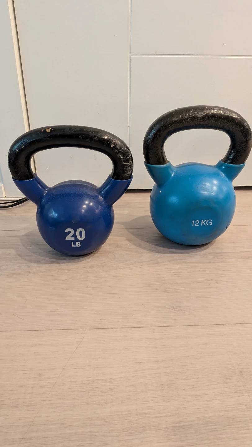 Set of 2 Kettlebells 20 lb and 12 kg