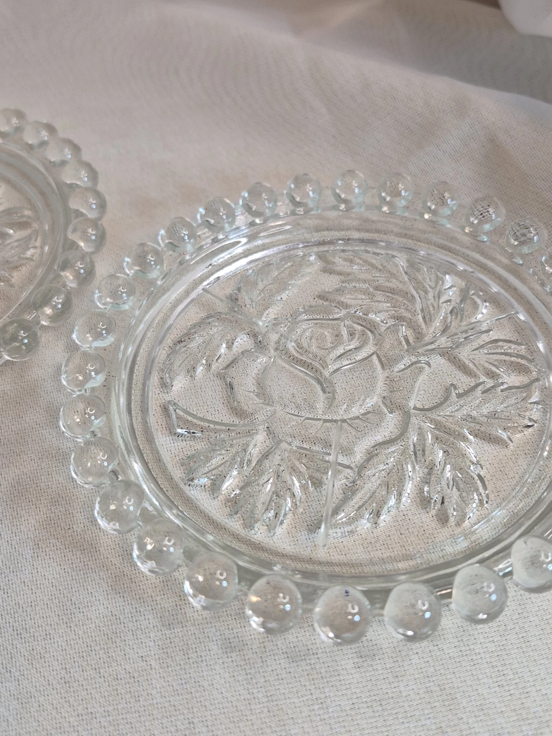 Pair of Vintage Glass 5" Round Coasters Trinket Etc. Decor - photo 4