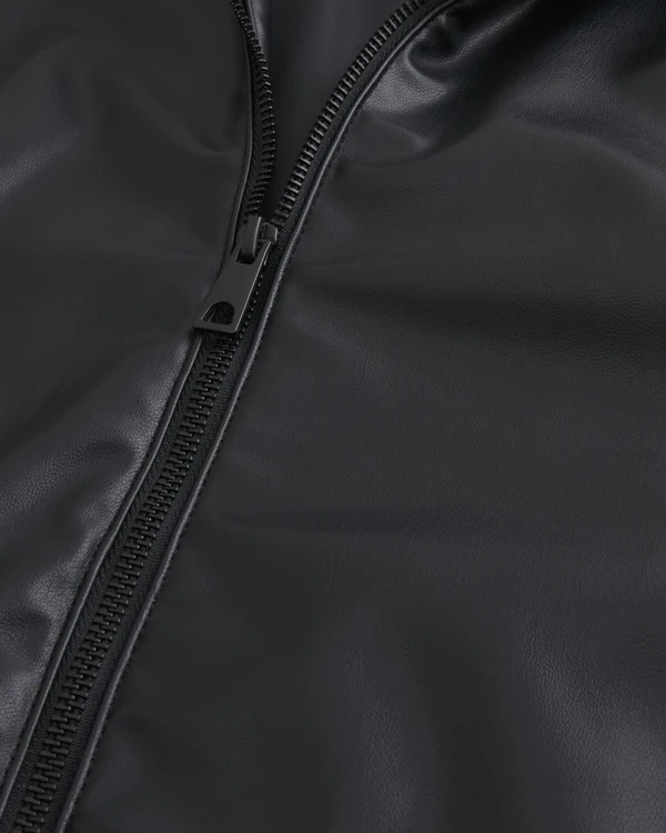 Hollister Black Faux Leather Hooded Jacket - photo 2
