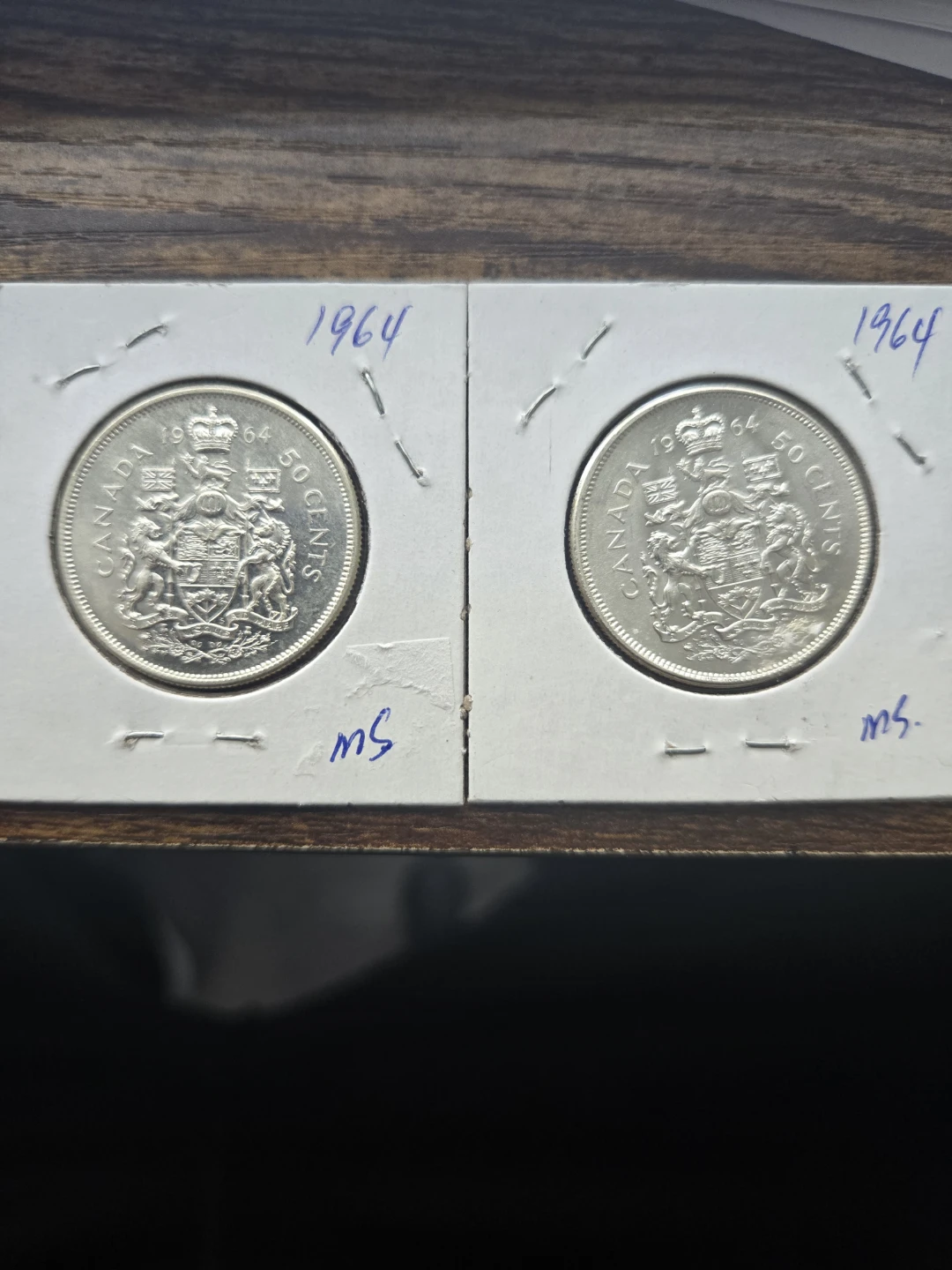 Two 1964 Canadian 50 Cent Coins