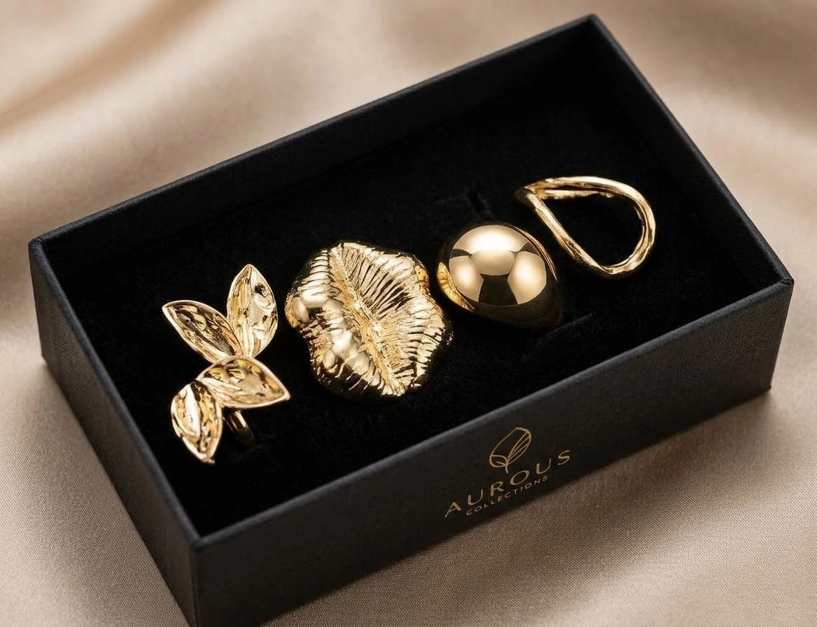 Aurous Collections Gold-Tone Ring Set