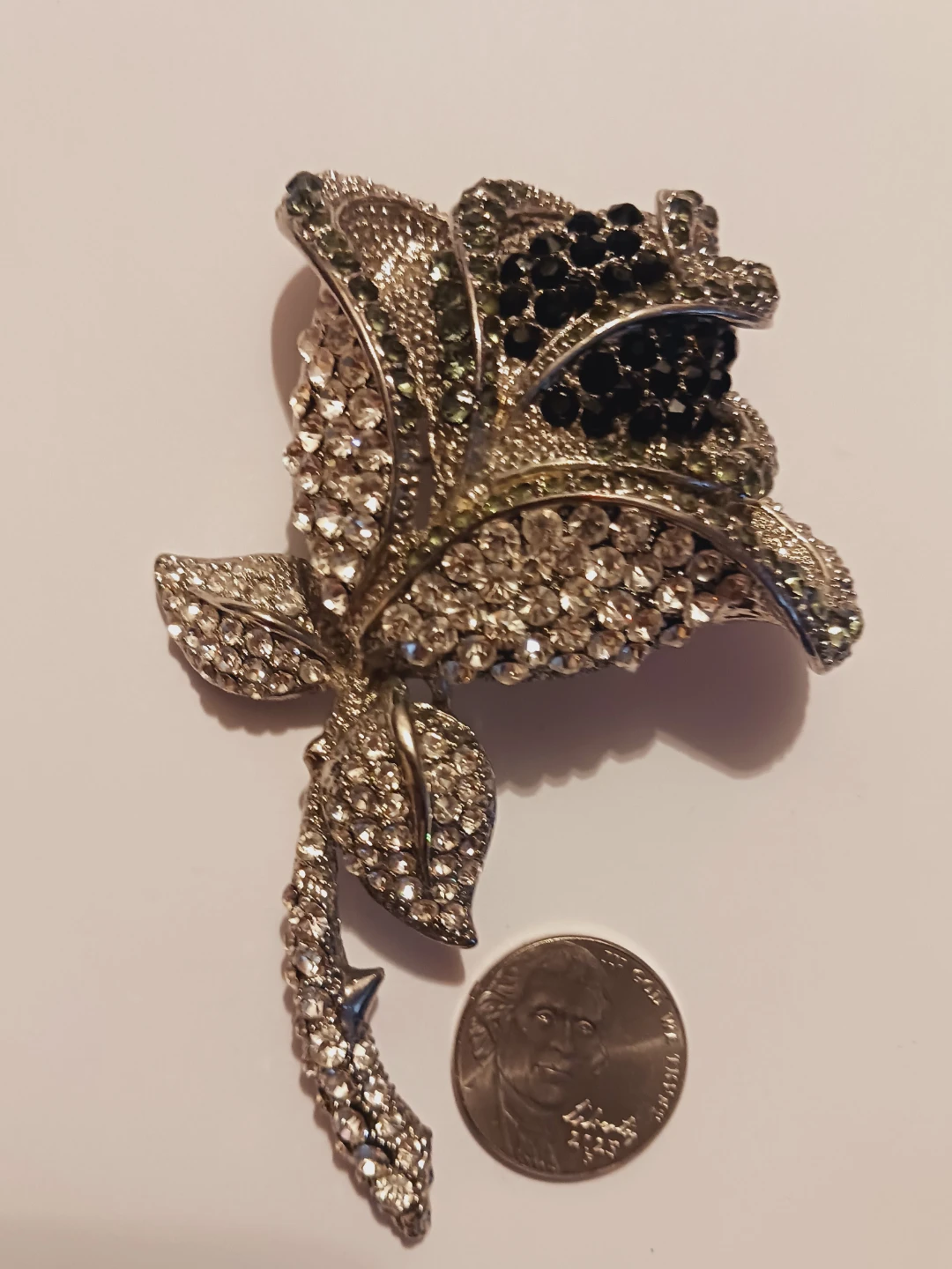 Stunning Large Oversized Crystal Rose Brooch - photo 4