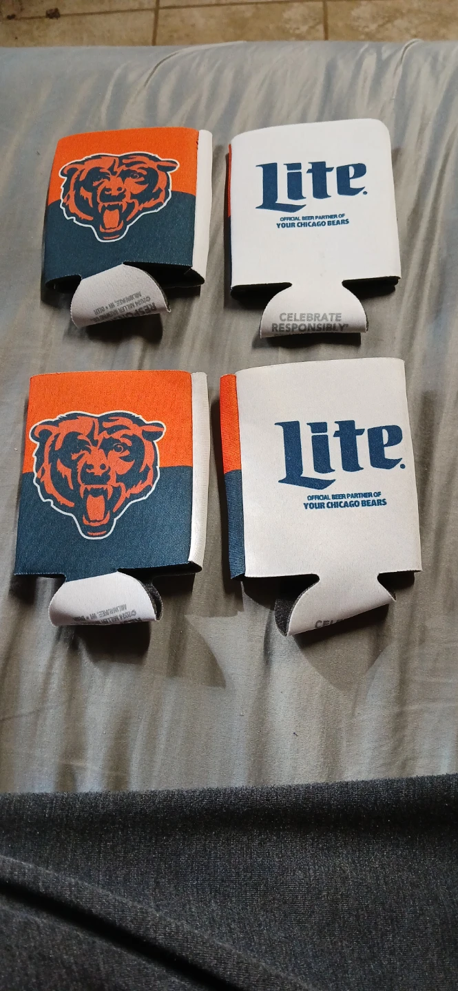Set of 2 Chicago Bears Miller Lite Can Coolers
