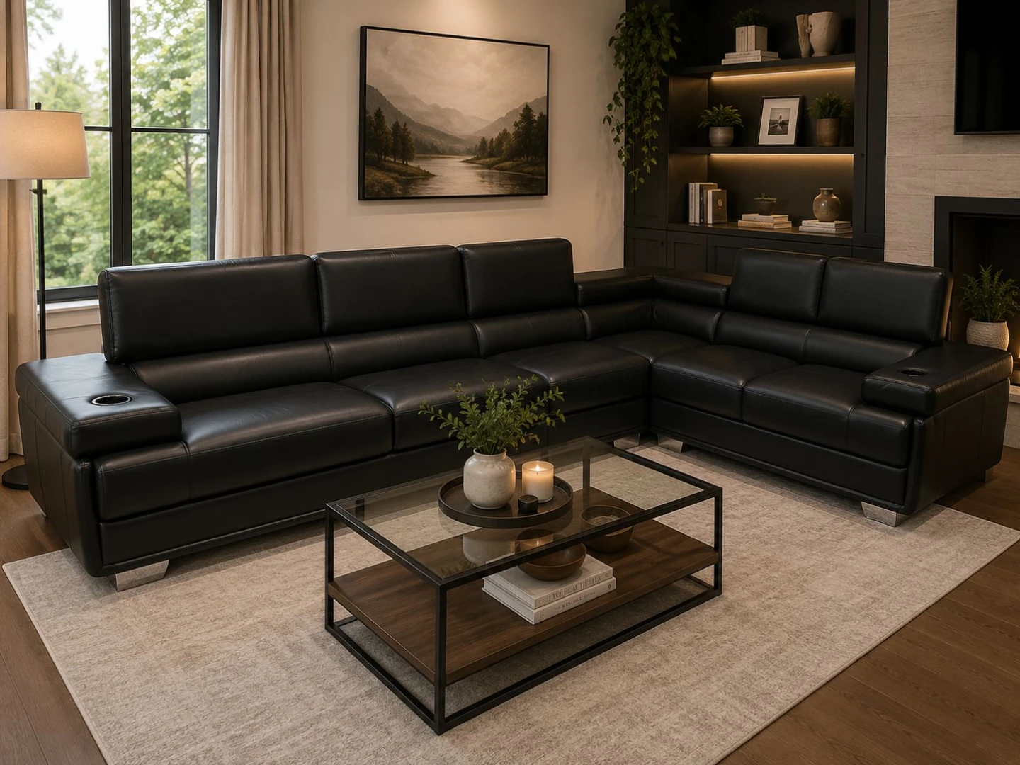 Sectional Sofa with Cup Holders - photo 2