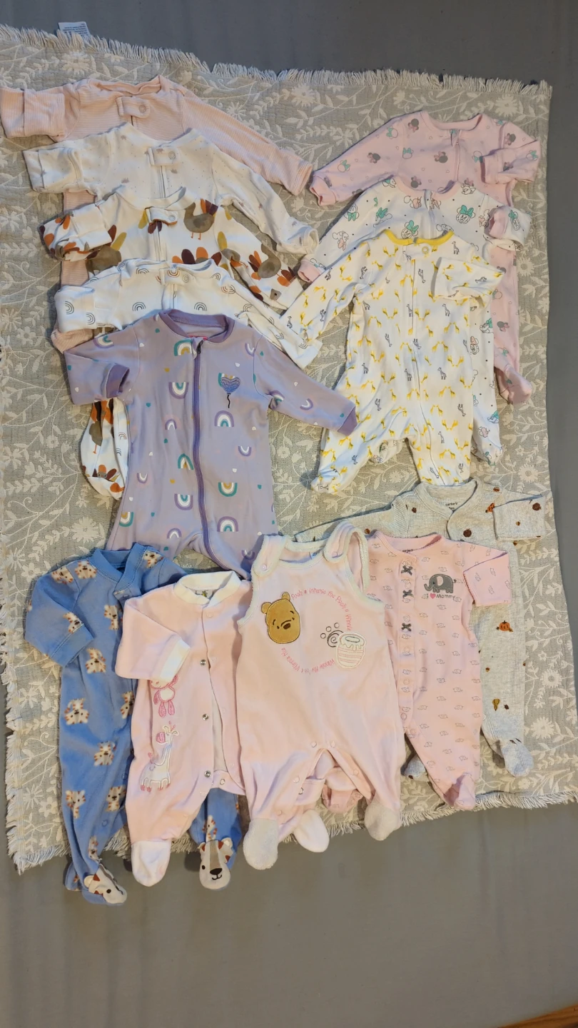 Bundle of Baby Sleepers and Rompers 0-3M