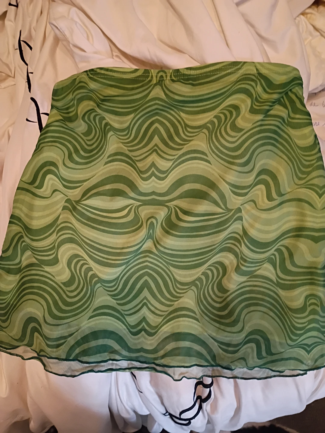Green Swirl Print Long Sleeve Top and matching skirt - photo 2