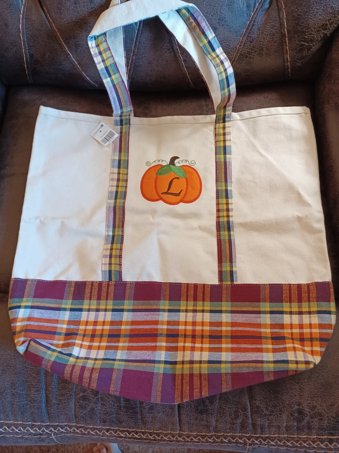 Fall Monogram Pumpkin Tote Bags