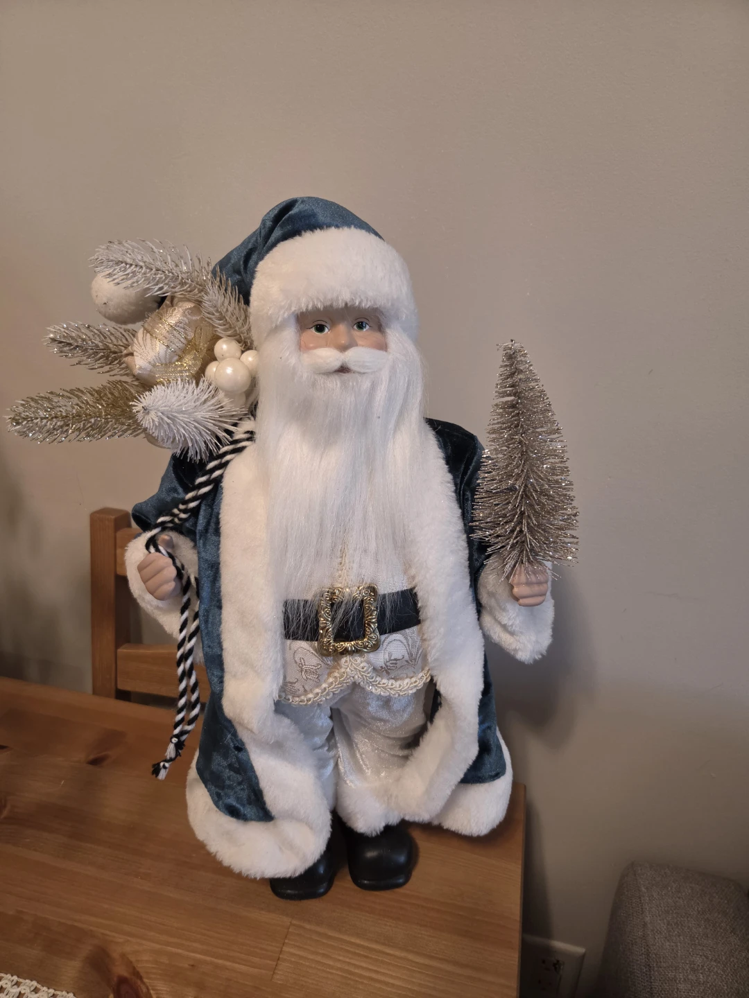 Blue and White Decorative Santa Claus Figurine