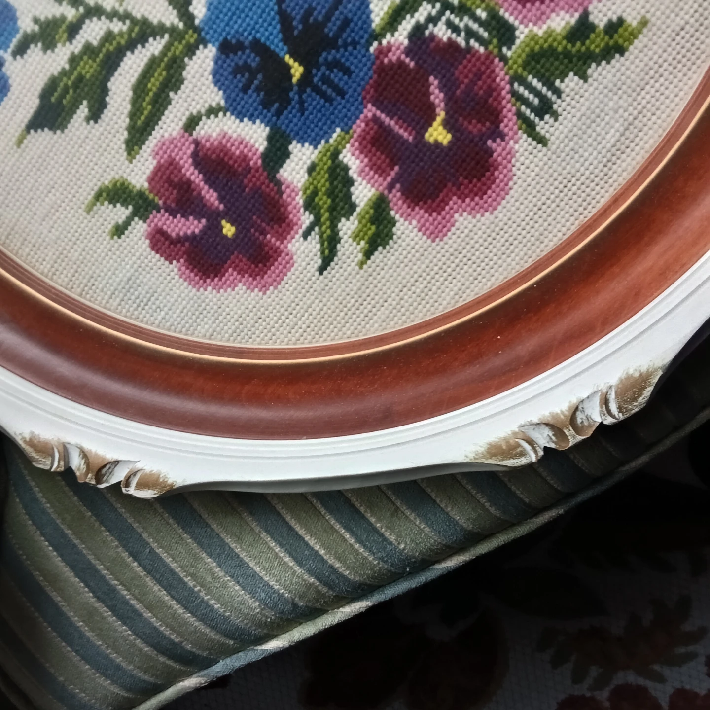 Framed Pansy Cross Stitch Art - photo 4