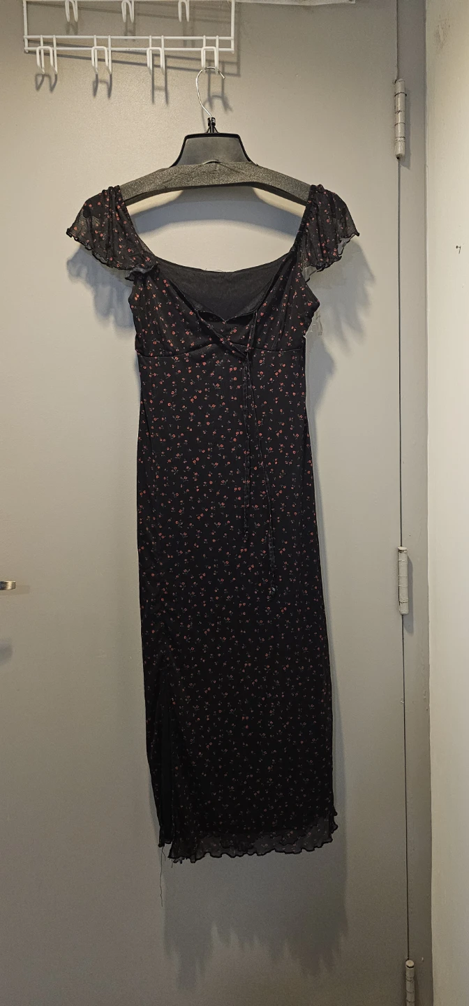 Ardene Black Floral Mesh Dress - Medium