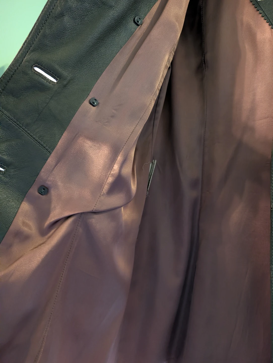 Vintage Double-Breasted Leather Car Coat - photo 3