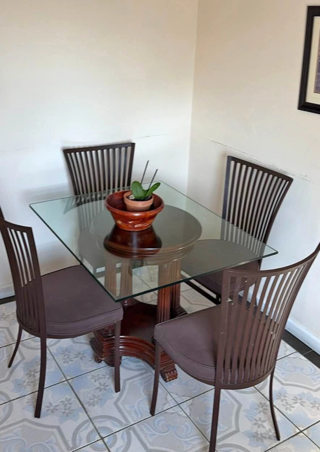 Free Glass Top Dining Table with Four Chairs delivery availabe