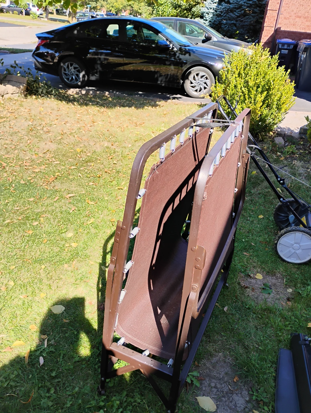 Folding Cot with Brown Fabric - photo 3