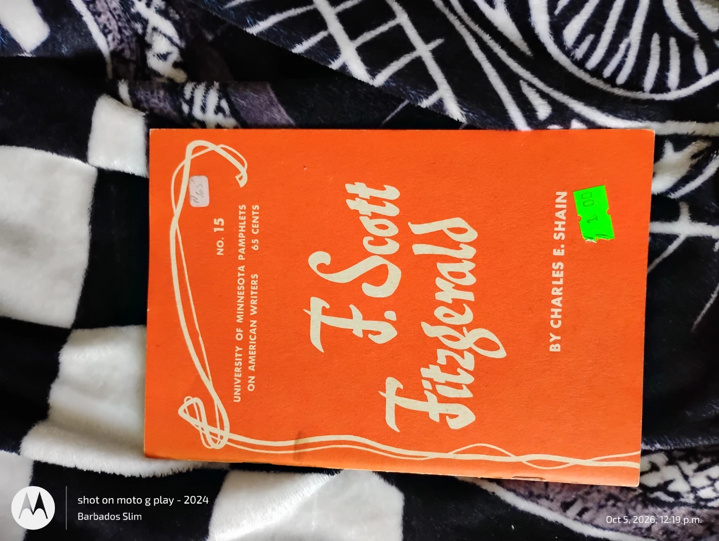 F. Scott Fitzgerald by Charles E. Shain Pamphlet