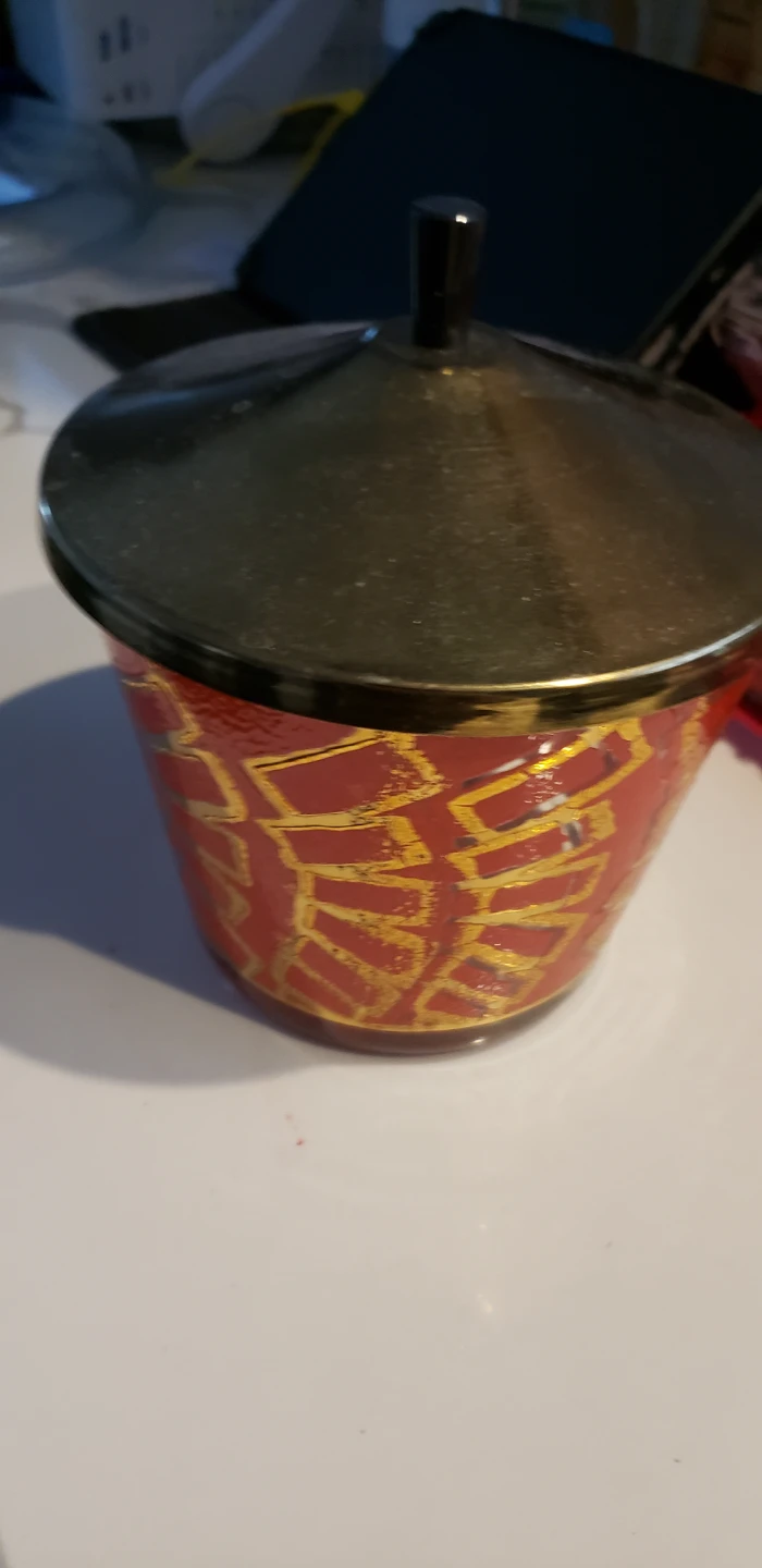 Vintage Red and Gold Glass Decorative Bowl