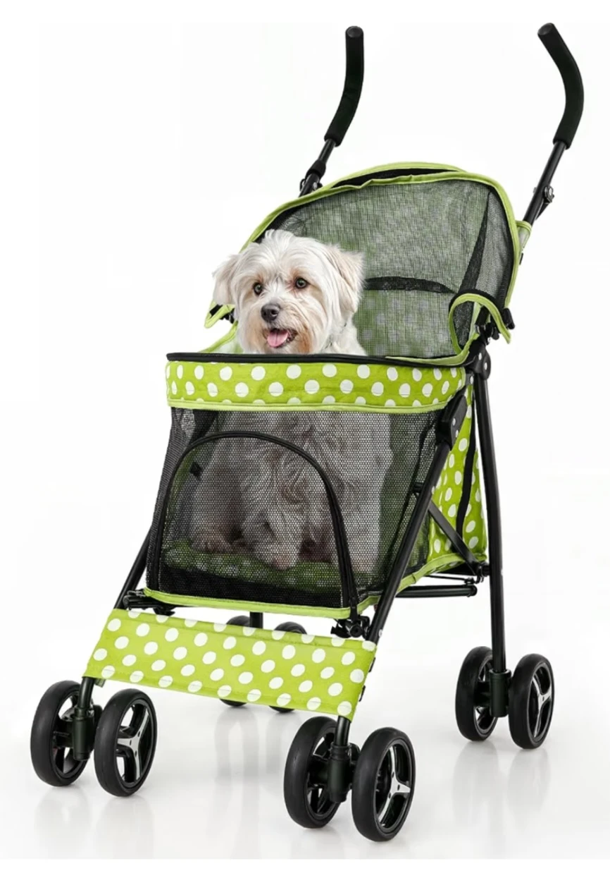 Green Polka Dot Pet Stroller