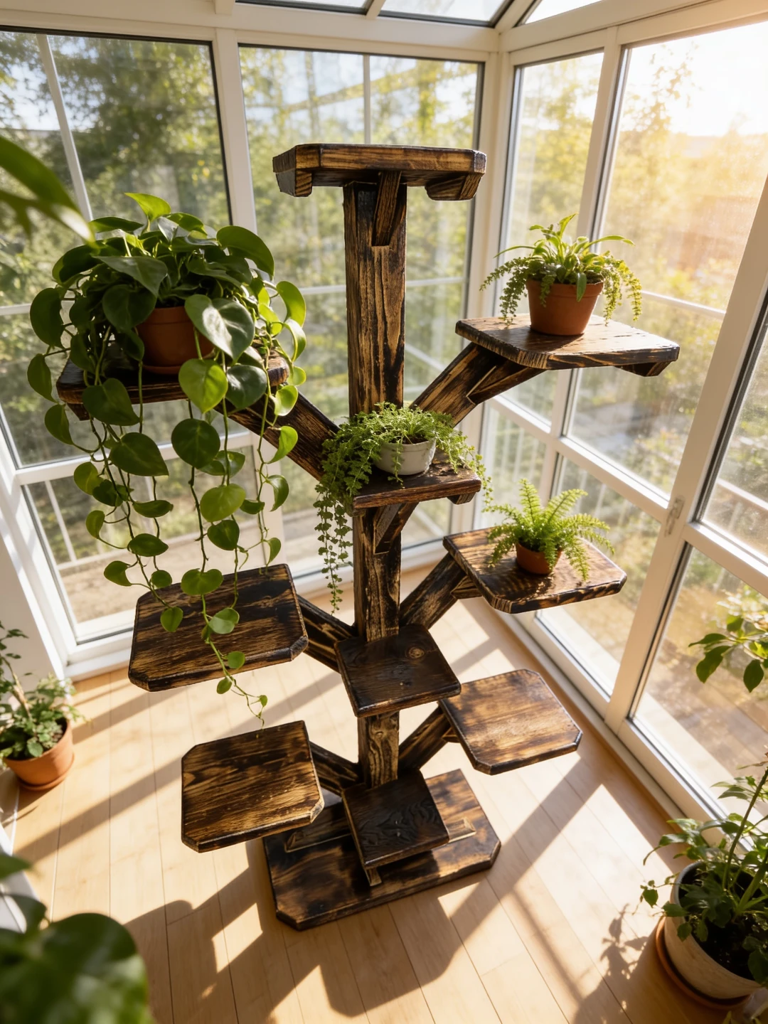 Custom Rustic Wooden Shelving Tree