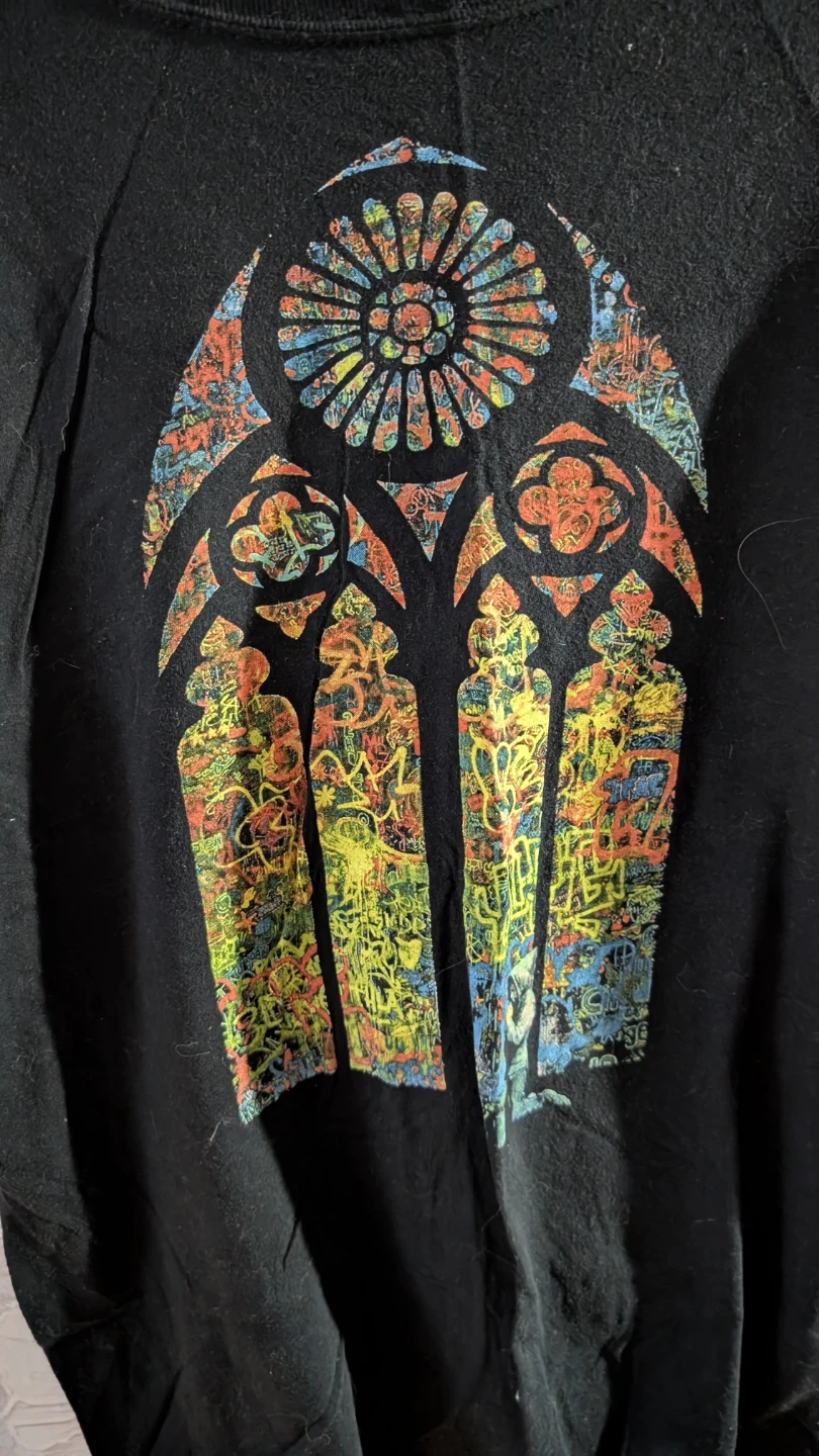 Gildan Black T-Shirt with Stained Glass Graphic, Size Medium - photo 2