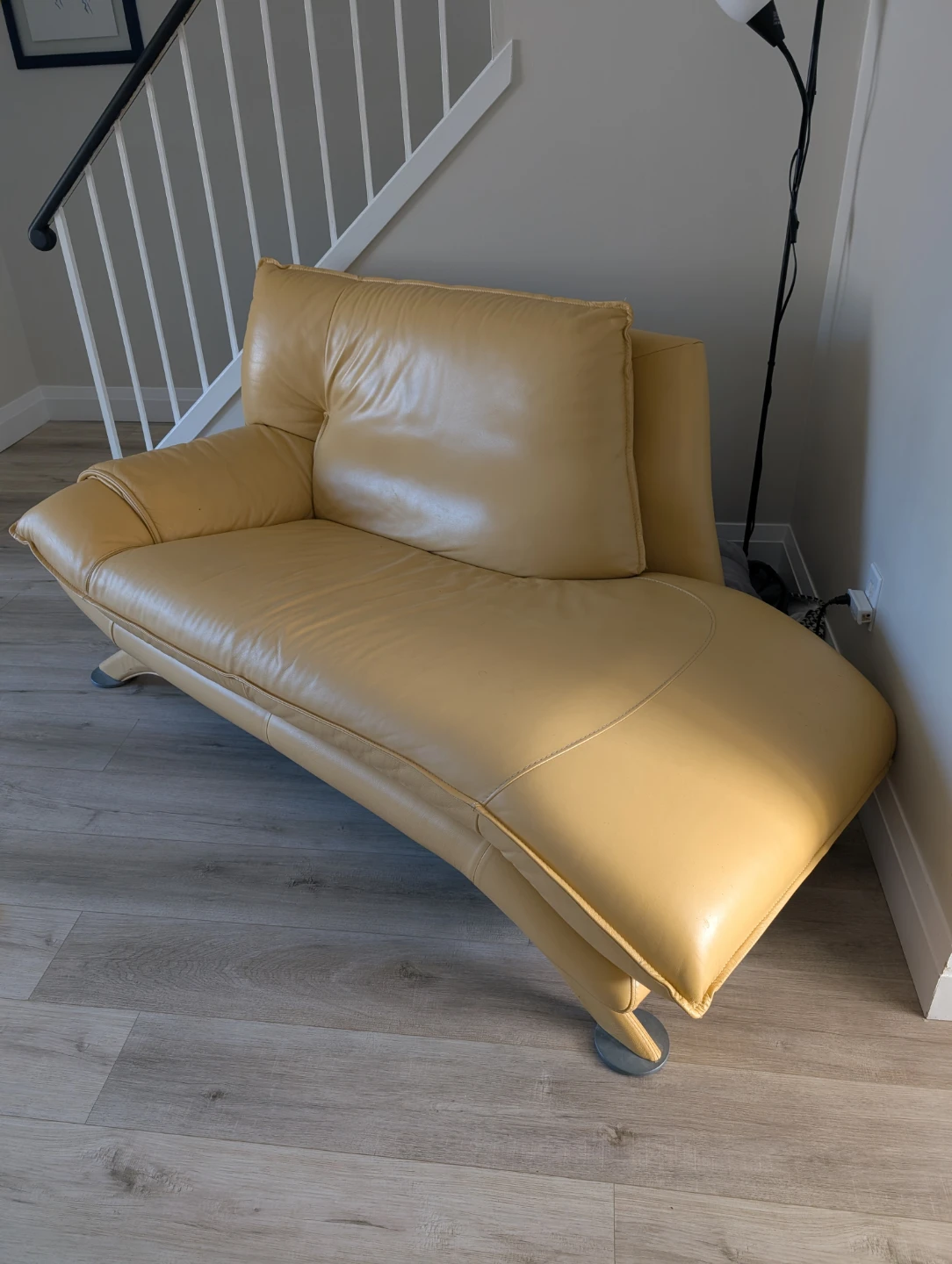 Modern leather sofa and matching chaise lounge