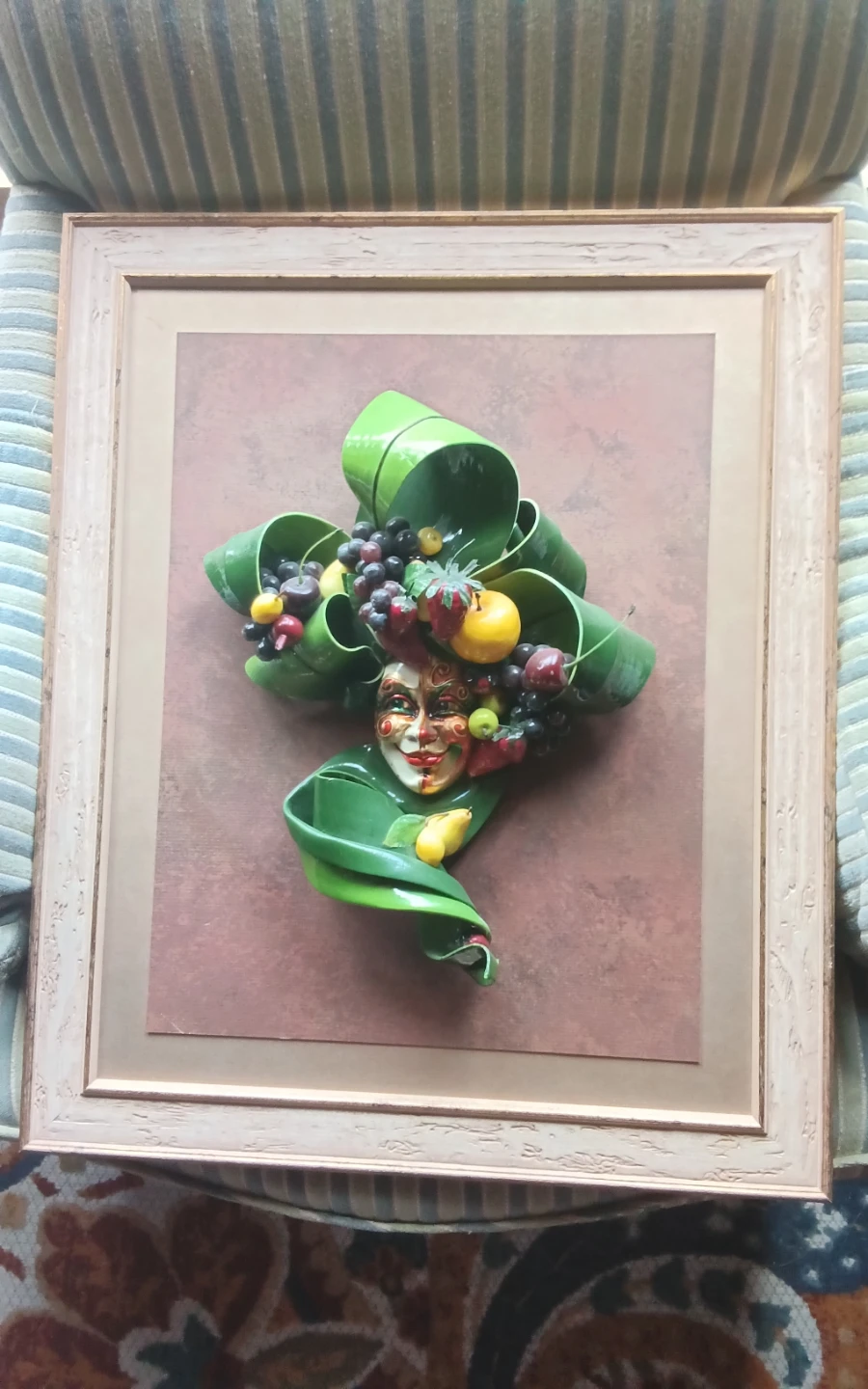 Vintage Venetian "Bacco Frutta" 3D Ceramic Mask Wall - photo 2