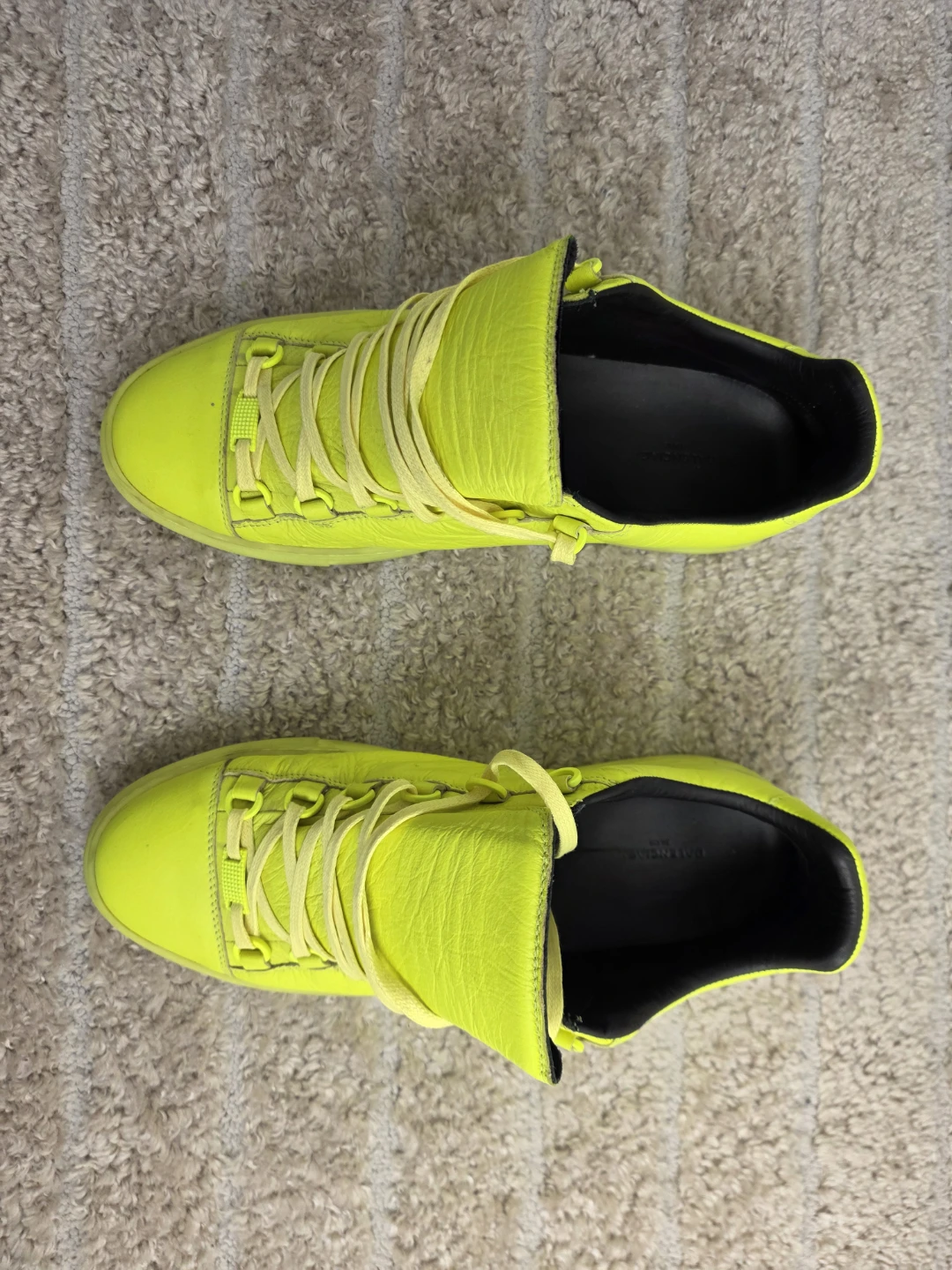 Balenciaga Arena Neon Green Leather Sneakers