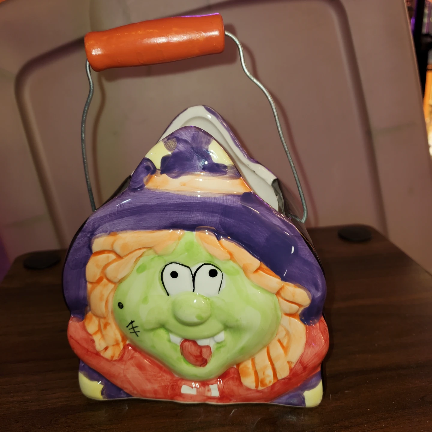 Ceramic Halloween Witch Basket