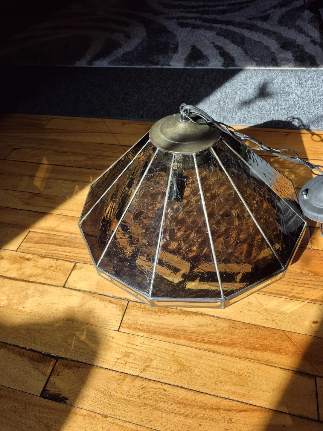 Black panel, clear prisms stain glass hanging light - photo 5