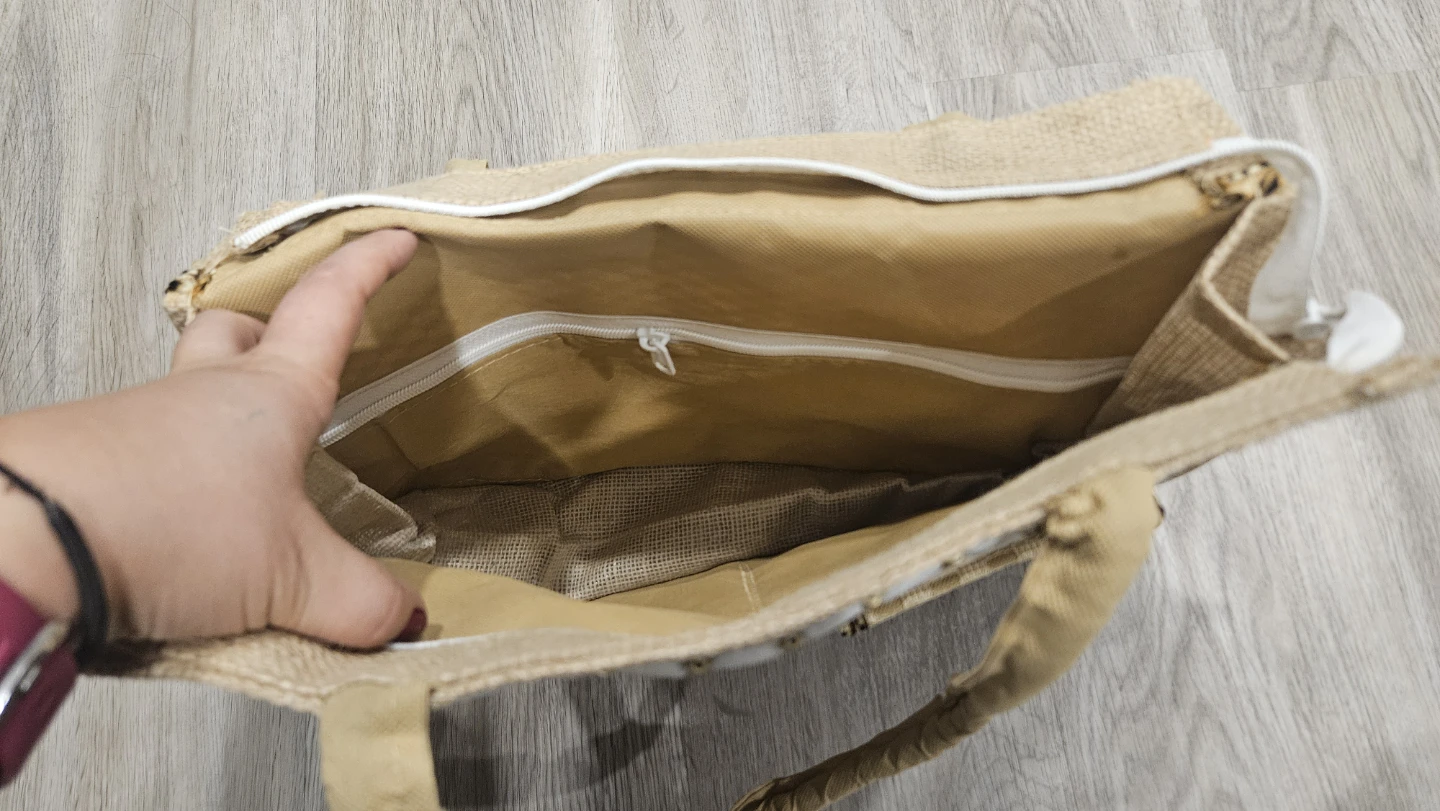 Burlap Tote Bag with Shell Accents - photo 2