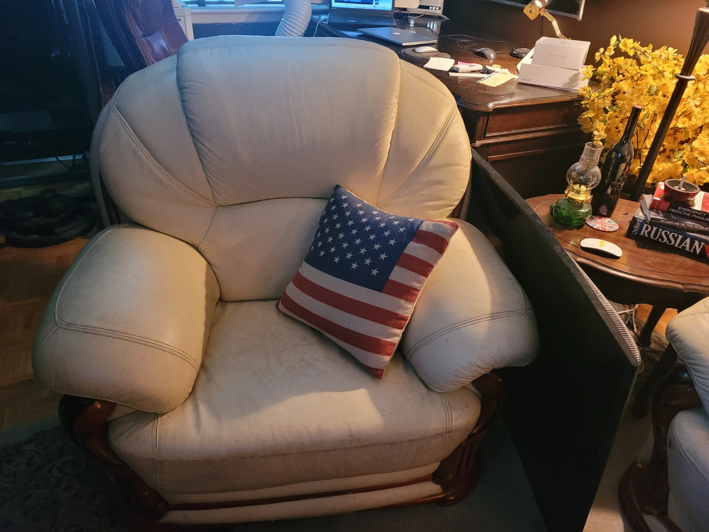 Cream leather armchairs for free