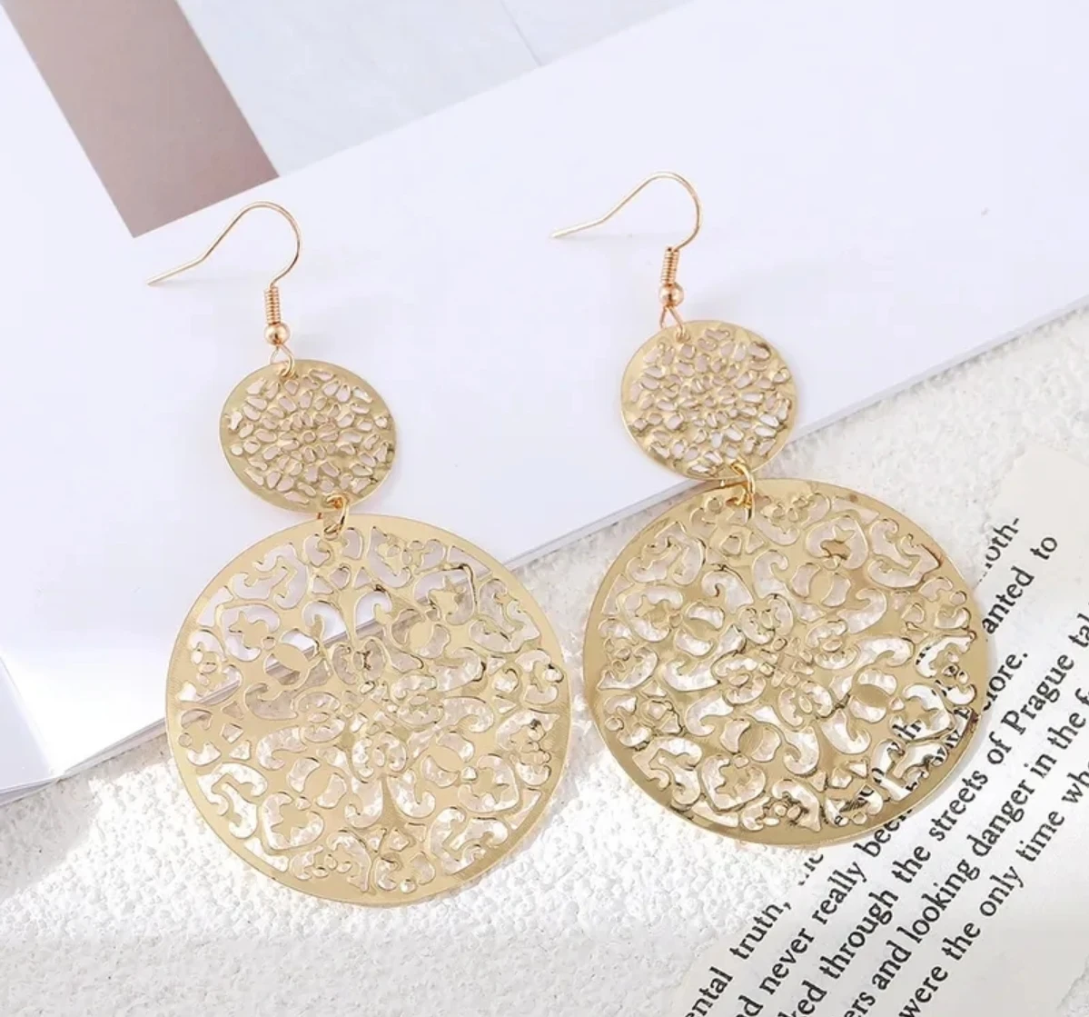 Gold-Tone abstract Circle Drop Earrings - photo 2