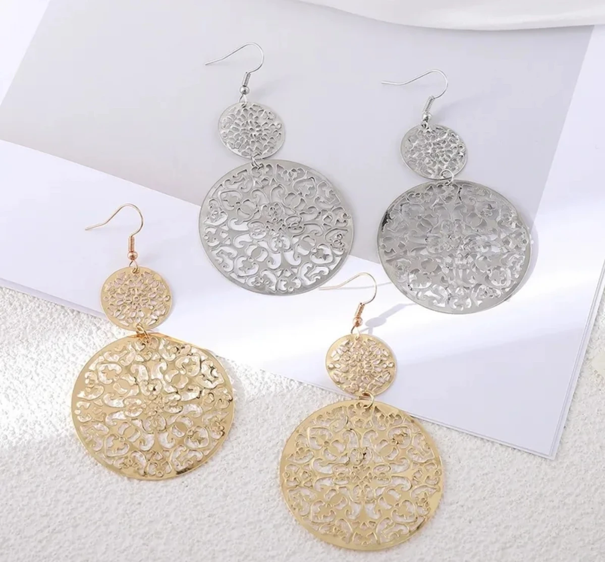 Gold-Tone abstract Circle Drop Earrings - photo 3