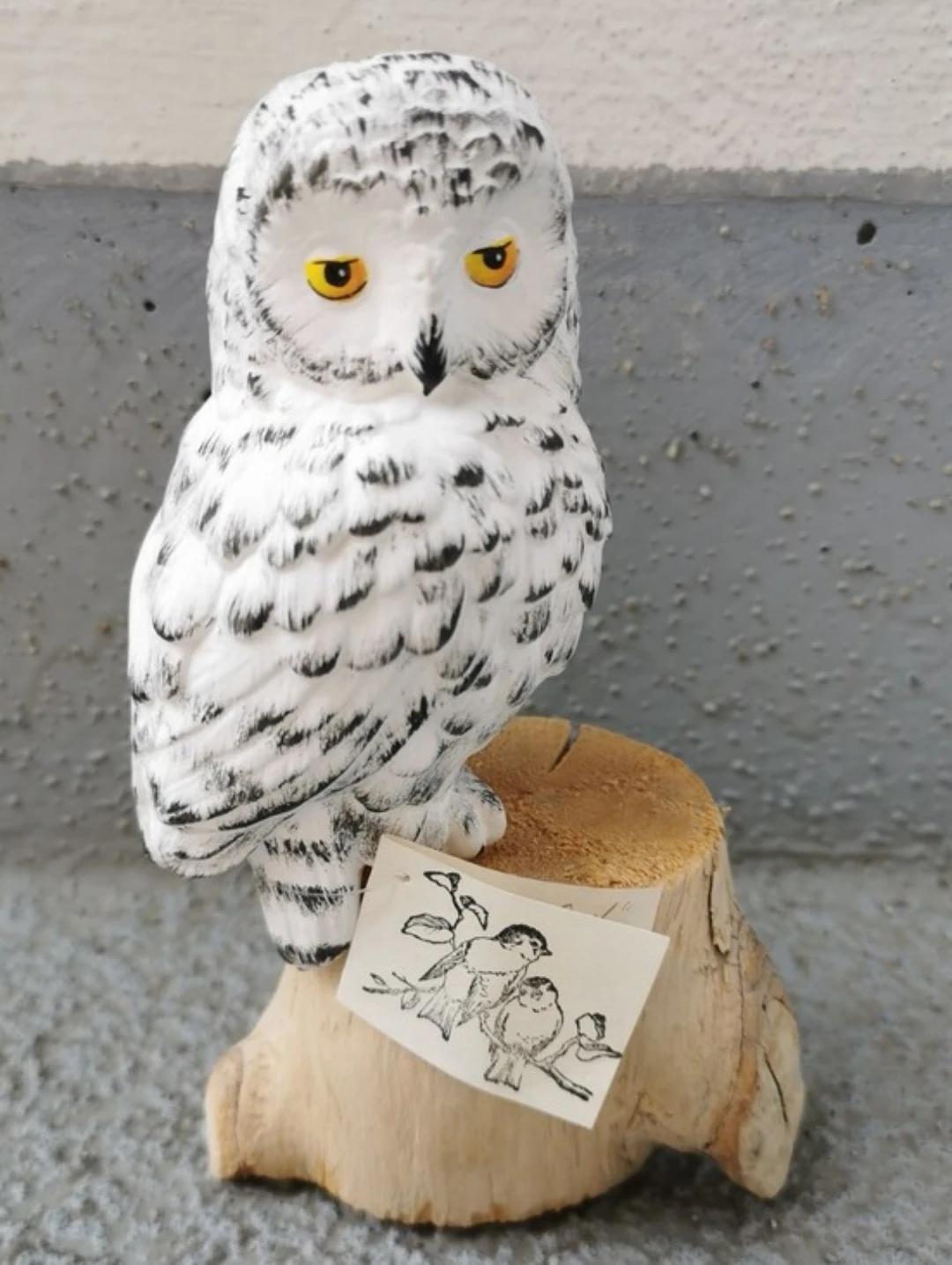Vintage Handcarved Wooden Snowy Owl Folk Art Figurine