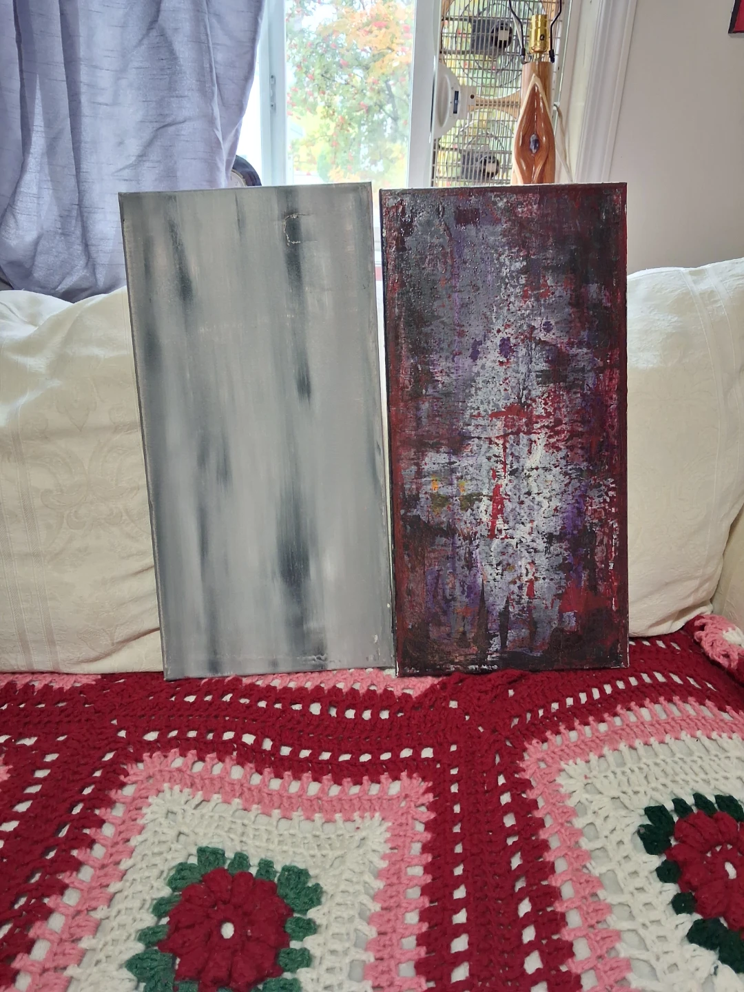 Two Abstract Canvas Paintings