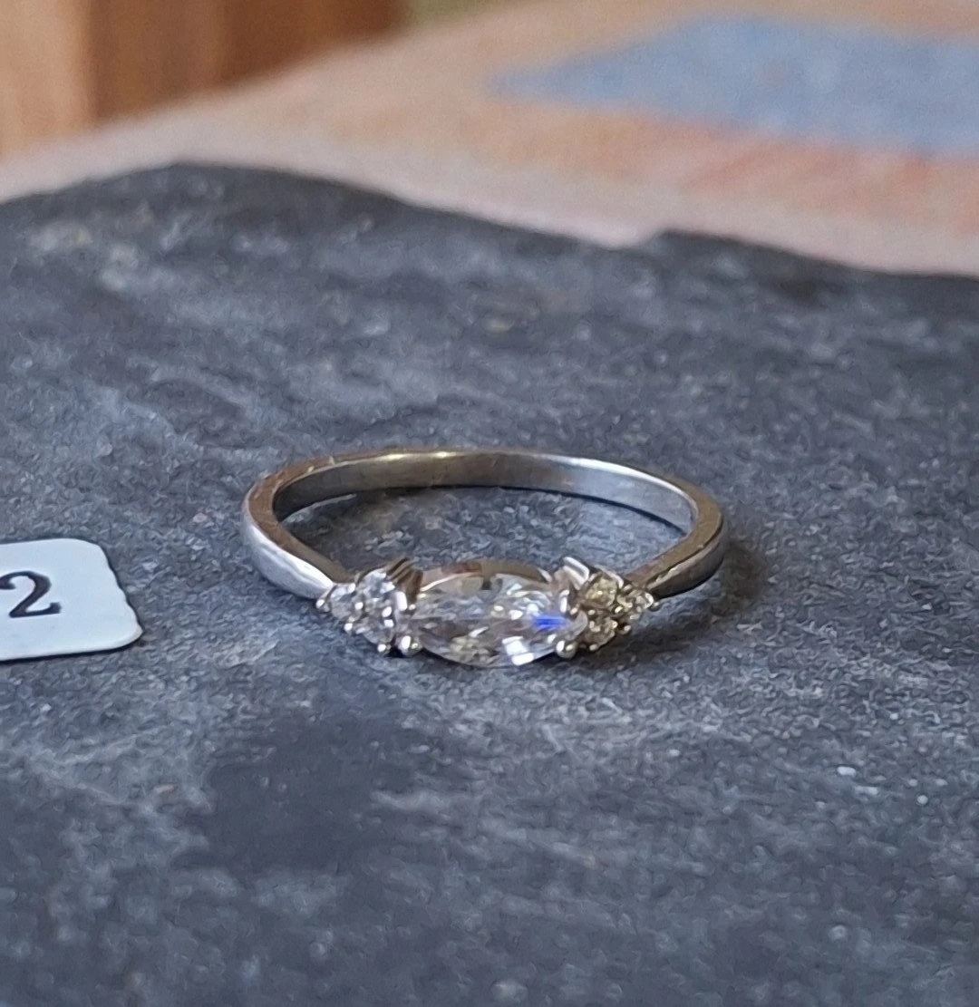 Size 6- Silver-Tone Ring with Marquise Crystal - photo 3