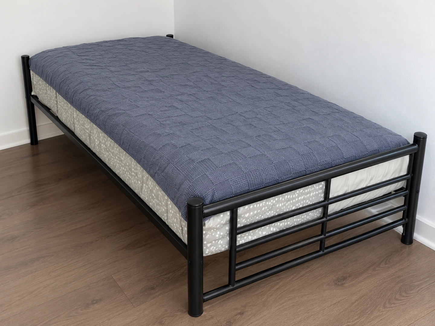 Single Metal Bed Frame with mattress