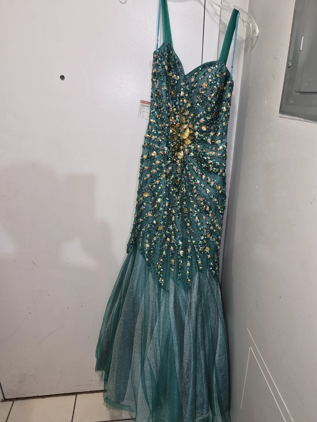 Emerald Green Beaded Evening Gown