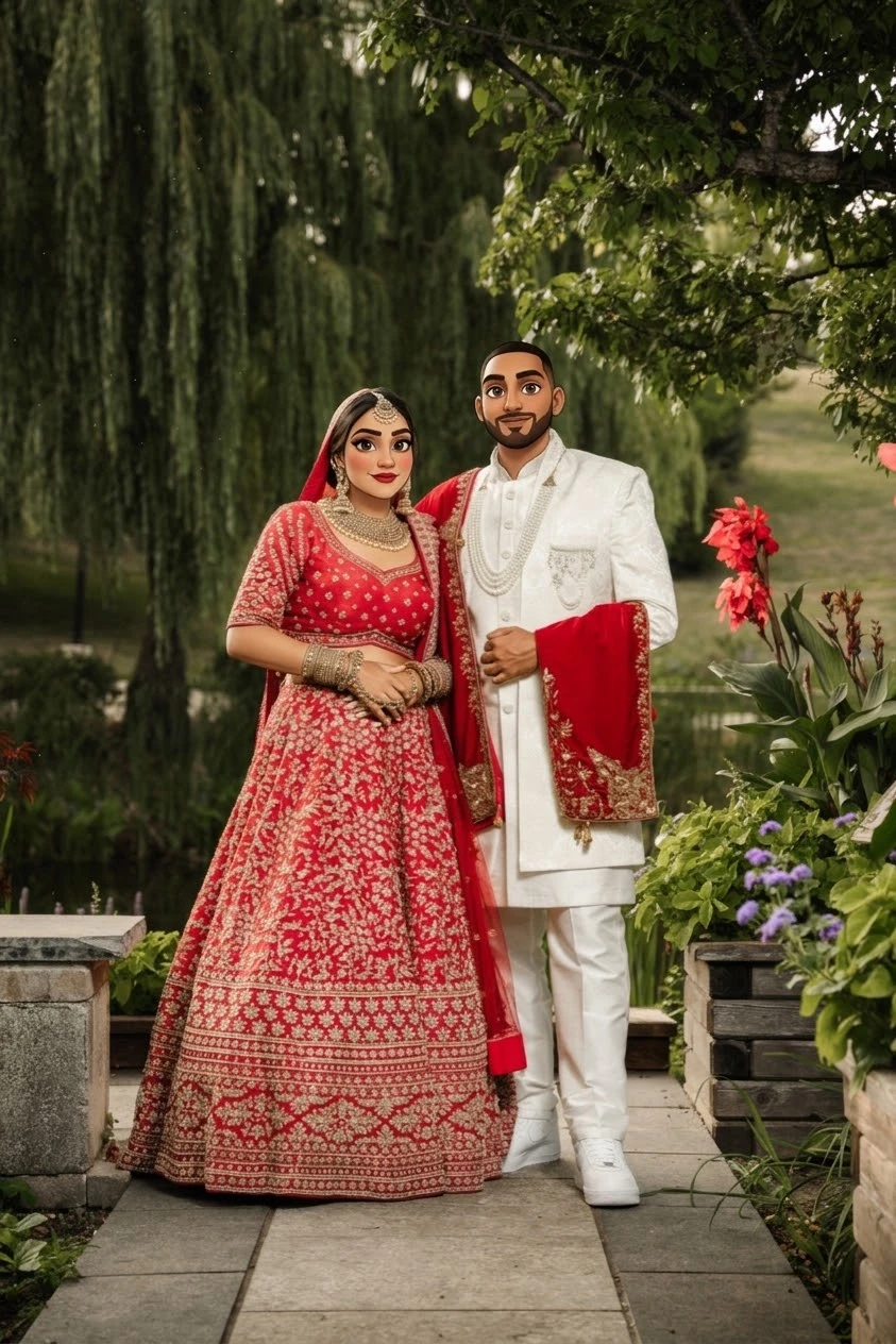 Red Traditional Indian Bridal Lehenga - photo 2