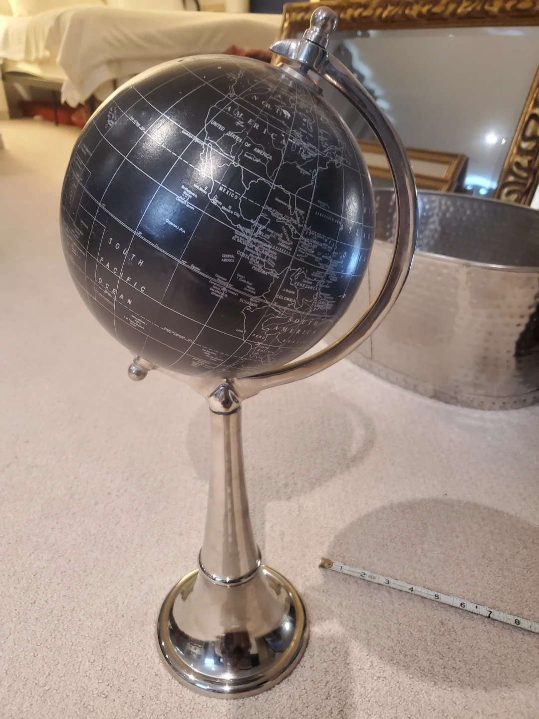 Decorative black and silver globe