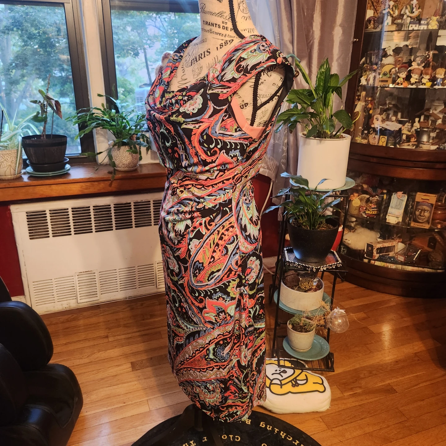 Body Contour Multi-Color Paisley Drape Neck Ruched Dress - photo 3