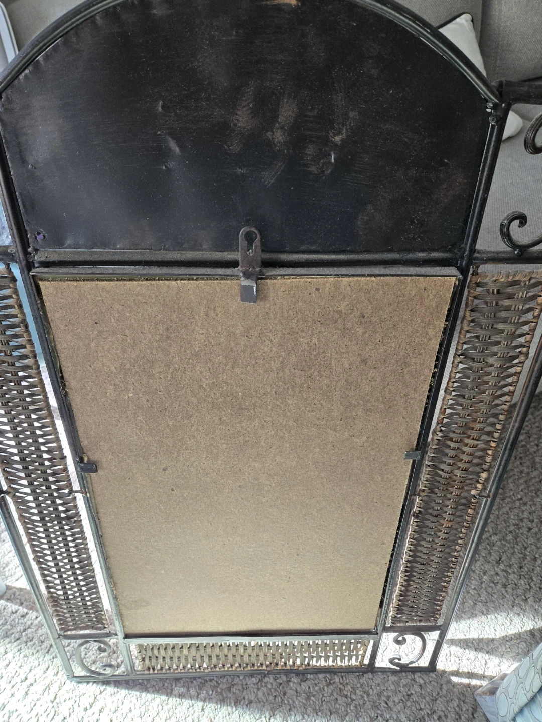 Decorative Metal and Wicker Wall Mirror - photo 2