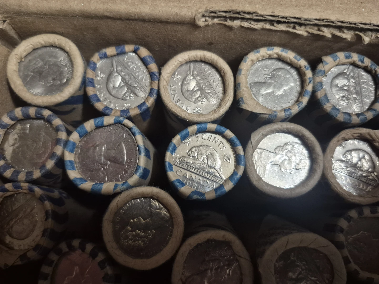 Collection of Canadian Nickels in Coin Rolls 50 1940+ - photo 5